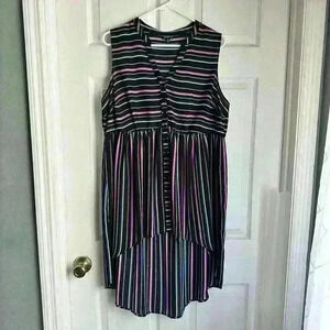 Torrid Lexie Georgette Tunic Tank Black White Purple Green Striped